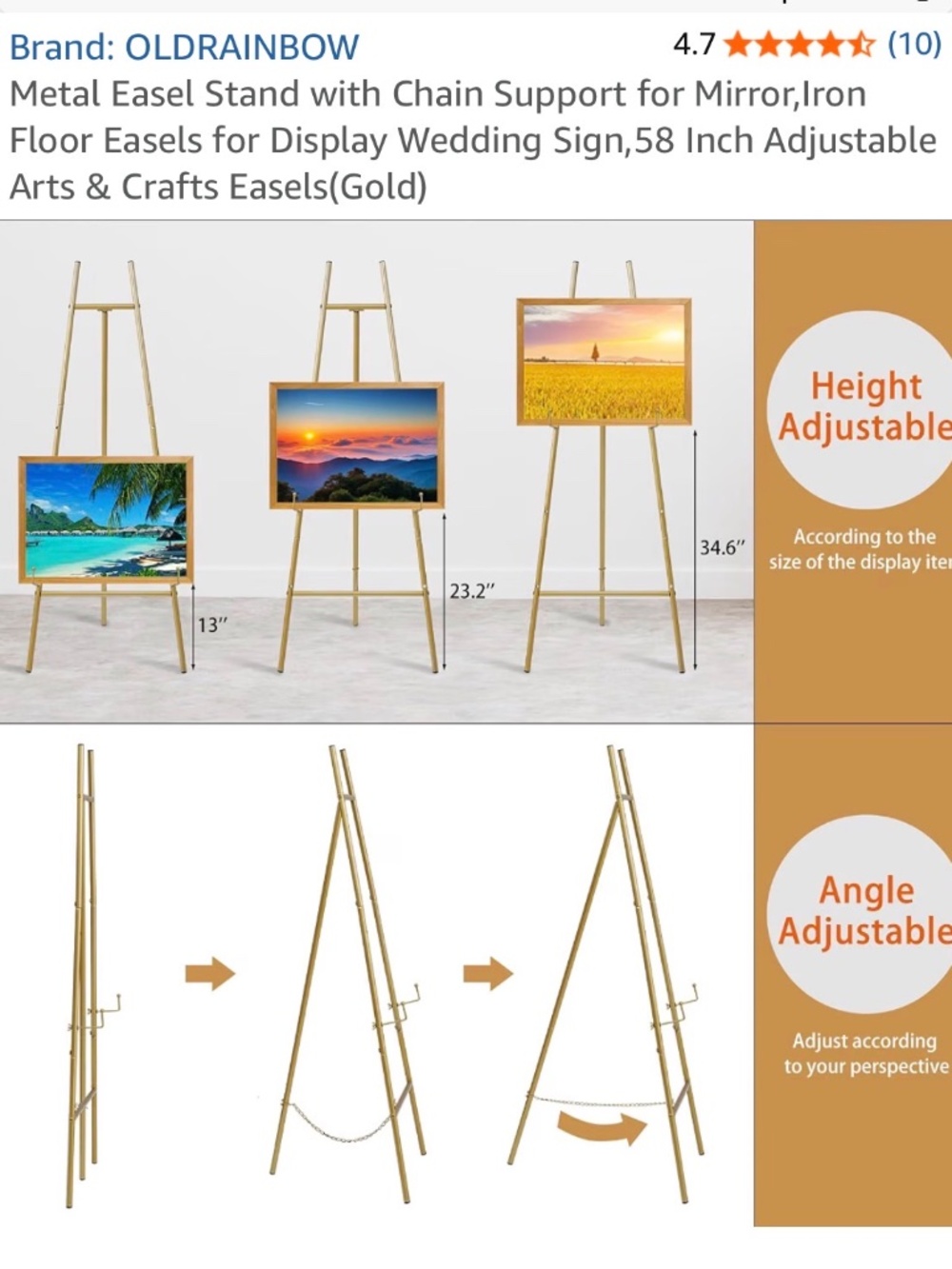 gold easel - Picture 6 of 6
